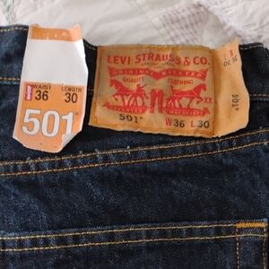 Levi's Original 501 Button-Fly Dark Blue Straight Jeans - 36 X 30 NWT